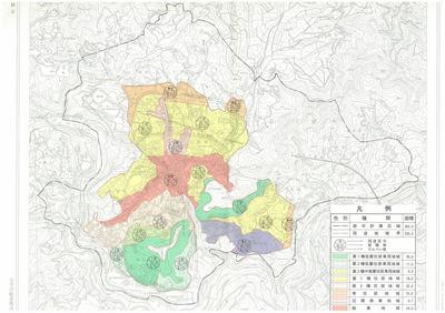 用途区分別に色分けされた都市計画区域図